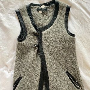 Rag & Bone Gray Leather Wool & Alpaca Toggle Vest Jacket